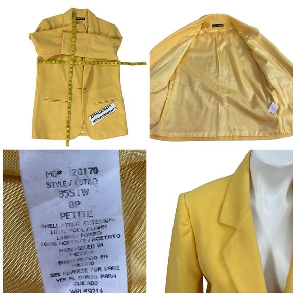 Savannah Blazer Womens 8P Jacket Yellow Wool VTG Career Professional Work Office - Picture 4 of 14